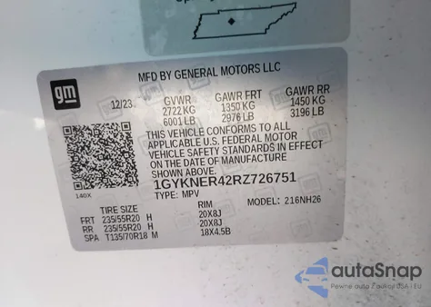 2024 Cadillac Xt5 Fwd Premium Luxury from USA, damaged, VIN 1GYKNER42RZ726751